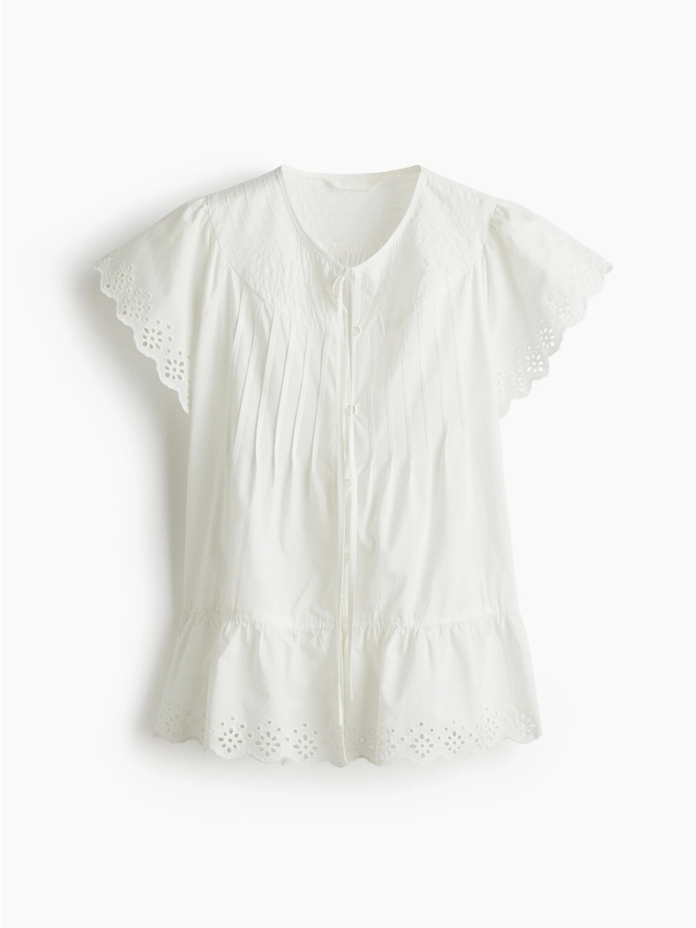 H&M Pintucked Cotton Blouse